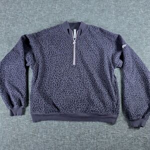 FABLETICS Forever Fleece Sweatshirt Quarter Zip Purple Two-toned Leopard Medium